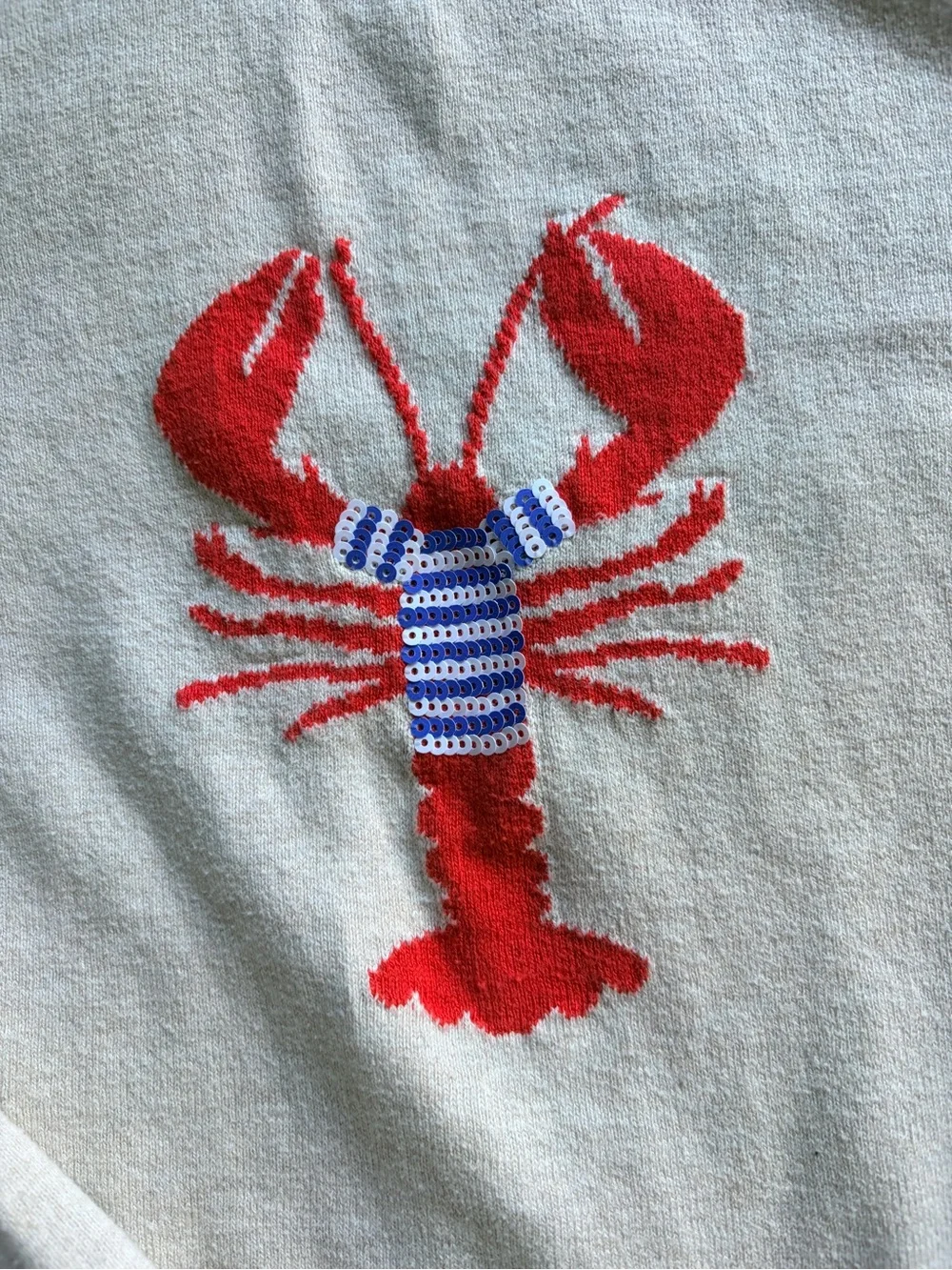 J. Crew Cream Crewneck Sweater with Lobster size S - Picture 4 of 5